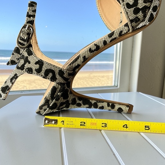 Nina Sparkle Silver Leopard Print Heeled Sandals with Ankle Strap - Picture 10 of 12